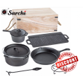 Ustensiles de cuisine de camping Set en fonte pré-assaisonnée, 6 pièces